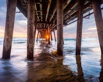 Imperial Beach Pier photo, San Diego Ocean Art, Pier Seascape art print, Pastel Sunset Pier photo, Fine Art Photography, Wall Decor