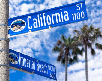 Imperial Beach California Street Sign Palm Trees beach Southern California Wall Art Beach Decor