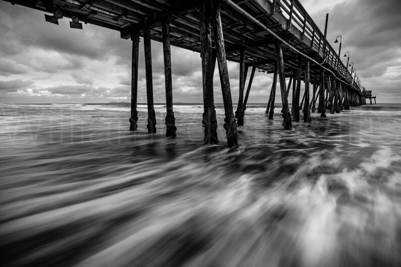 Black and White Pier photo, Imperial Beach pier, Black and White, Fine Art Photography, Southern California image 1