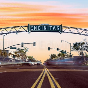 Encinitas Street Sign San Diego art print Southern California Moonlight Beach decor vintage street sign colors