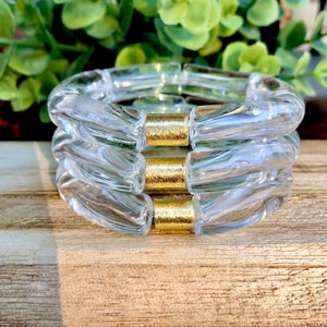 Crystal Clear Bangle • Bracelet Stack • Statement Bracelet • Gold & Silver • Trendy Bracelet • Custom Bracelet • Clear Acrylic Bangle • Gift