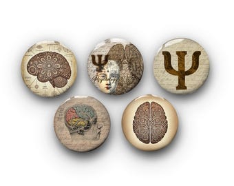 Speldbadges psychologie | Vintage stijl | Psi-symbool | Student | Leraar | 32 mm | Cadeau-idee | Anatomie | Neurowetenschap | Knopen | Accessoires
