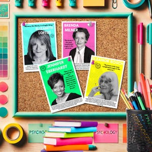 de cartes postales Cognitive Queens – Cadeaux psychologiques avec Loftus, Milner, Rosch et Eberhardt | Art mural Femmes en tiges