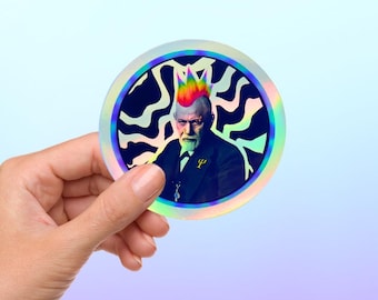 Sticker Psychologie Punky Freud | Holografisch | Laptop | Waterfles | Kladblok | Cadeau voor student Leraar Docent Tutor Mate | Grappig | Grapje: