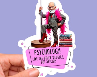 Pegatina de psicología / Sigmund Freud / Estudiante universitario, profesor, conferenciante, terapeuta, supervisor / Regalo de broma de psicología / Pegatina de vinilo para portátil