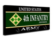 US Army 4th Infantry Division Key Ring Hanger Key Rack US Army Vet Gifts US Army Gift Military Veteran Gifts United States Army Gift