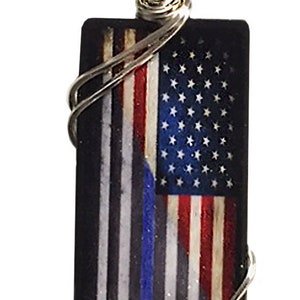 Thin Blue Line American Flag Necklace With Sterling Silver 18 Inch Chain | Police Support Gift | Police Officer Gift