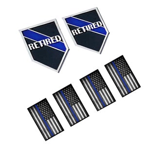 Retired Police Officer Gift: Thin Blue Line Lapel Pin & Decal Set