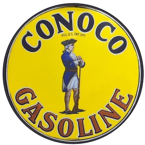 Letrero de metal vintage de 11,75 pulgadas con diseño de Conoco Gasoline Old Garage.