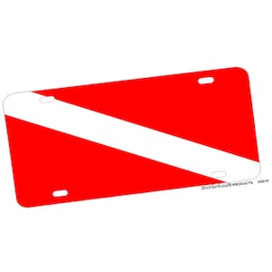 Scuba Dive Flag Novelty Vanity Decorative License Plate Tag | Scuba Diving Gift | Diving Flag Sign | U.S.C.G. Diver down flag