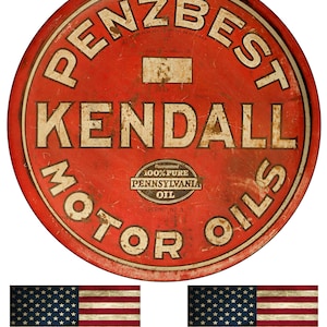 Penzbest Kendal Motor Oils Advertisement Old Vintage Round Garage Sign Metal Garage Reproduction 11.75 Inch Sign