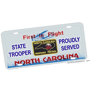NC State Trooper with Highway Patrol Patch License Plate Tag Gift | Highway Patrol Gifts | Highway Patrol Support Gifts / NC State Trooper