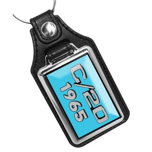 1965 C/20 Chevrolet Truck C20 Series Emblème Teal Keychain Key Holder Key Ring pour hommes Heavy Duty Car Keyring pour hommes et femmes