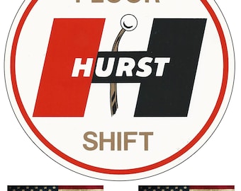 Hurst Floor Shift Metal Garage Sign Vintage Style Garage Signs Metal Round Reproduction Aluminum Sign with 2 American Flag Vinyl Decals