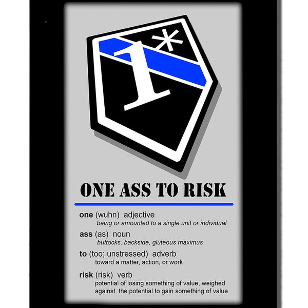 1 Asterisk One Asterisk One Ass To Risk Thin Blue Line Aluminum Police Wall Decor | Police Officer Gifts | Definition of One Asterisk Sign