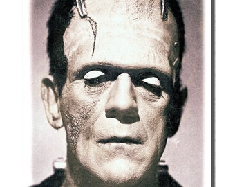 Vintage Frankenstein Movie Poster Metal Wall Decor | Son of Frankenstein Wall Art | Black and White Frankenstein Old Horror Movie Buffs