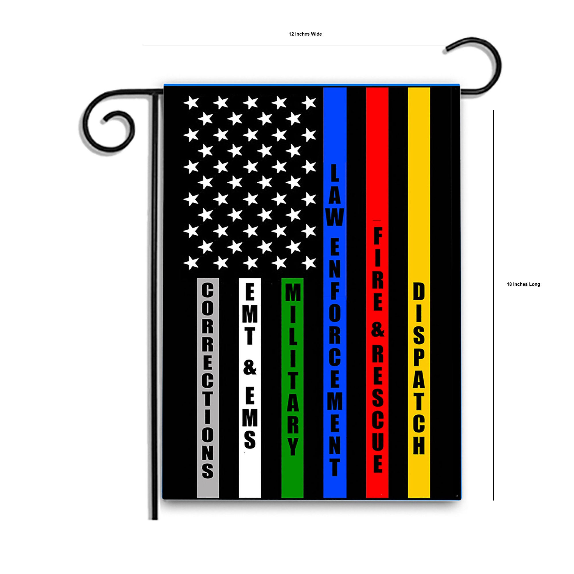 US Flag with Security, Armed Forces, Corrections, Law Enforcement