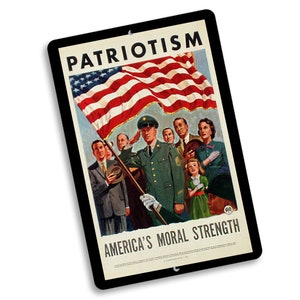 8x12 Vintage Patriotismus Amerikas ethische Stärke Metallschild | USA Militär Wanddekor | US Militär Wandschild