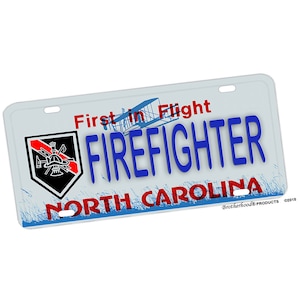 North Carolina Brandweerman met dunne rode lijn kentekenplaat tag decoratieve plaat | Brandweerman Geschenken | Brandweerman Support Gifts | Brandweerman