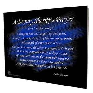 Deputy Sheriff&#39;s Prayer Aluminum Police Wall Decor | Police Officer Gifts | Cool Sheriff Gifts | Unique Gifts For a Deputy | Sheriff Gift