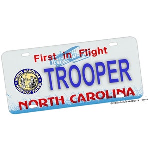 NC State Highway Patrol Trooper w/ Patch License Plate Tag Gift | Highway Patrol Gifts | Highway Patrol Support Gifts / NC Trooper