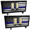 Personalized Police Captain Gift | Thin Blue Line American Flag Chiseled Slate Rock
