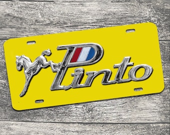 Classic Pinto Automobile Emblem | Vanity License Plate Size Sign | Vintage Car