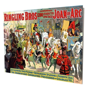 Vintage Ringling Bros Joan Of Arc Print Stand Off Metal Wall Decor |Old Ringling Bros Ad Poster Wall Art | Vintage Circus Wall Hanging