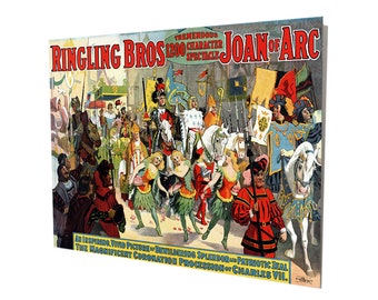 Vintage Ringling Bros Joan Of Arc Print Stand Off Metal Wall Decor |Old Ringling Bros Ad Poster Wall Art | Vintage Circus Wall Hanging