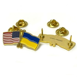 Ukraine US Flag Lapel Pin | Stand With Ukraine Pin | Ukraine Lapel Pin | Ukraine Tie Pin | Ukraine Flag Pin | Support Ukraine War Pin |