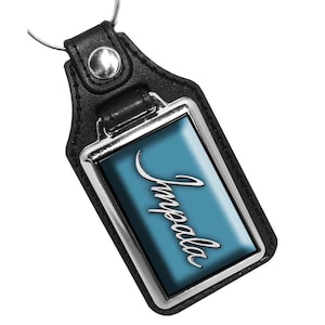 Azure Blue Impala Compatible with Chevrolet Chevy 1960&#39;s Reproduction Car Company  Keychain Key Holder Key Ring