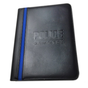 Línea azul delgada Padfolio de la policía Cartera de portacuadernos con oficiales de policía Impresión de oración Pegatinas para portátiles de la policía / Regalos para oficiales de policía