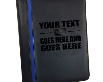 Thin Blue Line Law Enforcement Padfolio Bundle | Police Portfolio | Police Gift | Deputy Sheriff Memo Pad Holder | Personalization Available