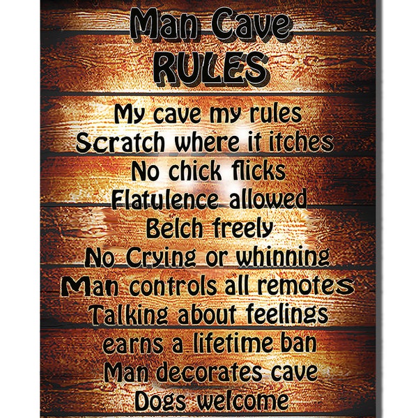 Man Cave Rules Stand Off Metal Wall Decor | List of Rules for A Mancave Wall Art | Metal Signs For A Mancave