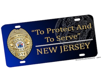 NJ Police Officer License Plate | Law Enforcement Support Gift