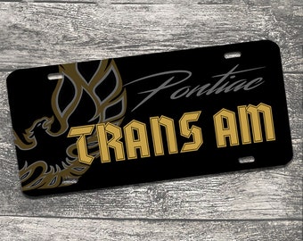 Pontiac Trans AM Black License Plate Frame - Official GM Licensed Metal Frame With Screws & Caps