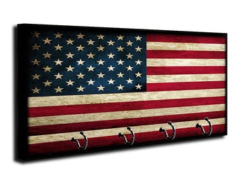 USA #SN1 America Flag Patriotic Stars Stripes Patriotic KEY HANGER HOLDER RACK 
