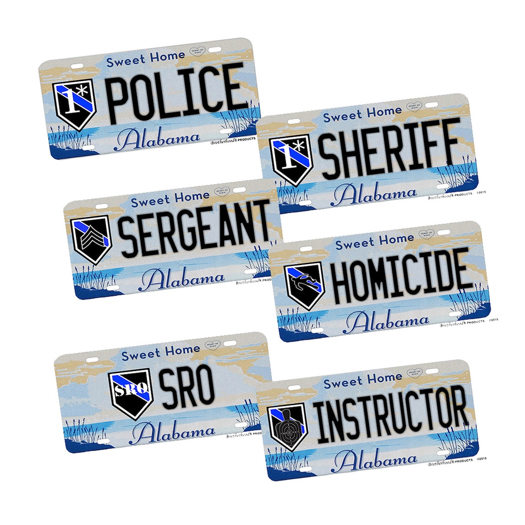 Alabama Blue Line American Flag Vanity License Plate Law Enforcement