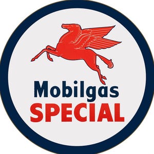 Letrero de metal Mobilgas Pegasus, decoración de garaje vintage (11,75 pulgadas)