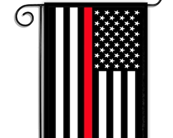 Thin Red Line Subdued American Firefighter Garden Flag 12" x 18" | Firefighter Support Yard Flag | Firefighter Flag | Fireman Flag | Redline