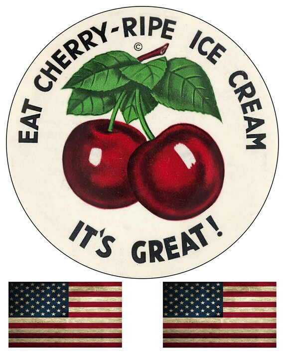 Cherry Ripe Old Logo Eat Cherry Ripe Ice Cream Sign Ad Old Vintage