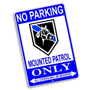 8x12 No Parking Mounted Police Officer Only Thin Blue Line Metal Sign | Police Wall Decor | Funny Police Wall Sign