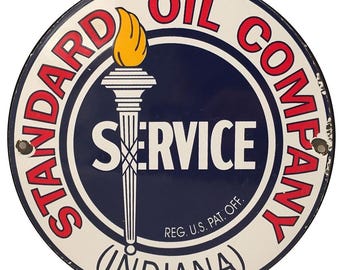 Vintage Standard Oil Sign, Indiana Service, Garage Decor (11.75 Inch)