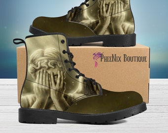 Don't Blink Doctor Who Combat Boots, Geek Gift, Weeping Angel, Doctor Who Gift, The Doctor, Whovian Gift, Bad Wolf, Nerd Shoes, TARDIS