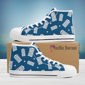 TARDIS Doctor Who Inspired Sneakers, Geek Gift, Doctor Who Shoes, The Doctor, Whovian Gift, Bad Wolf, Nerd Shoes, TARDIS Shoes