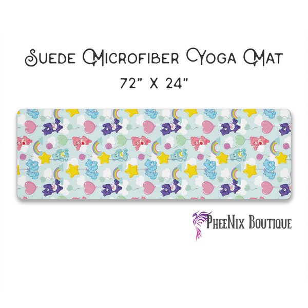 Care Bears Microfibre & Natural Rubber Yoga Mat, Yoga Accessory, Micro Suede Yoga Mat, Inspirational Yoga Mat, Yoga Lover