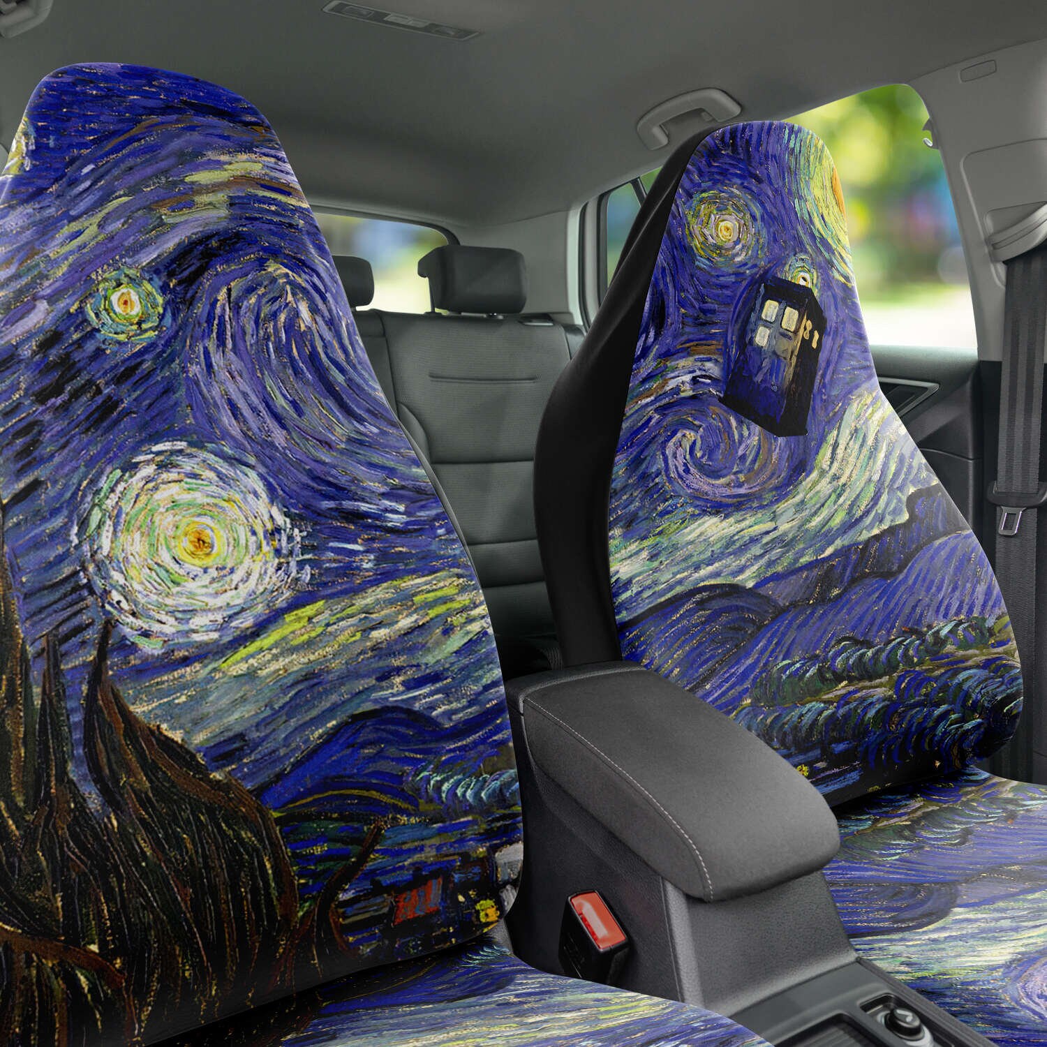 Discover TARDIS Starry Night Inspired Car Seat Covers