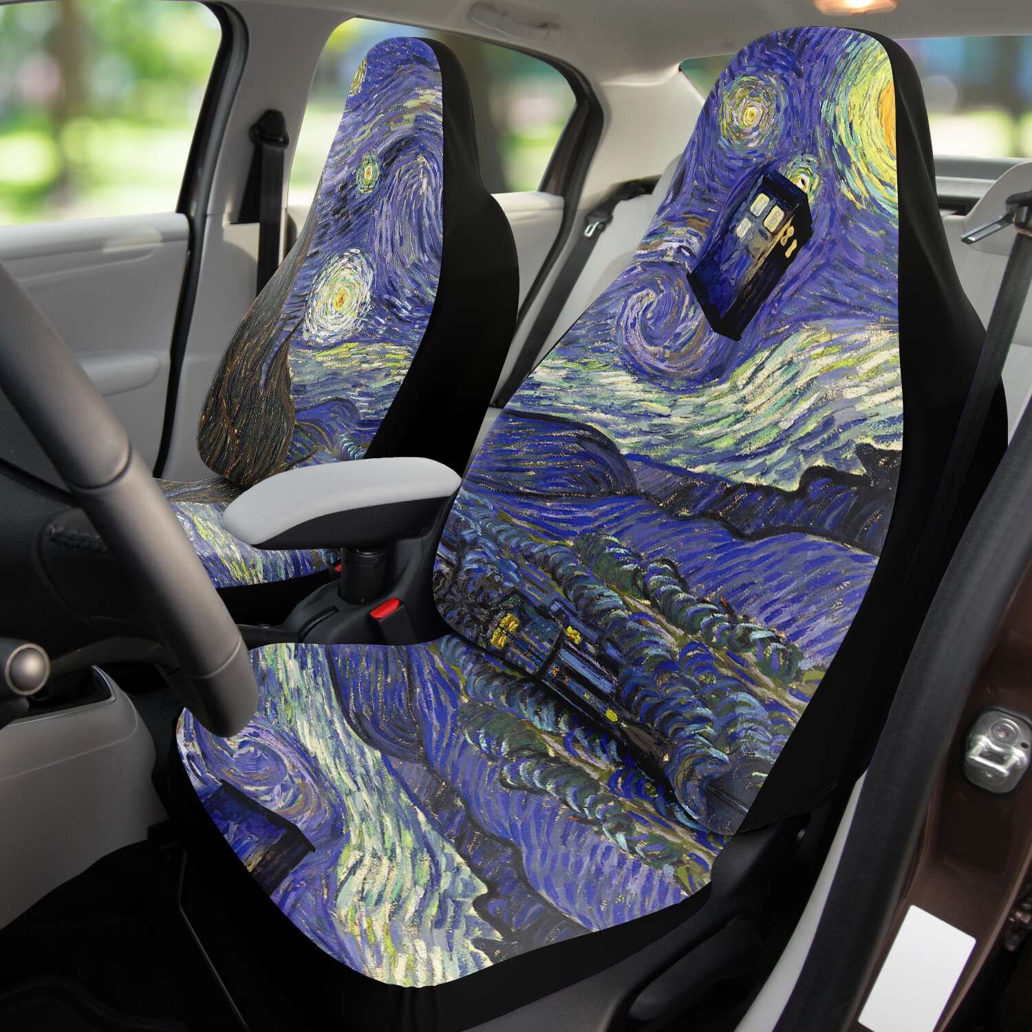 Discover TARDIS Starry Night Inspired Car Seat Covers