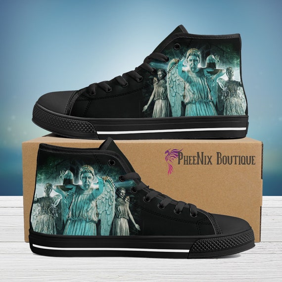 Weeping Angel Inspired High Top Canvas Shoes Doctor Who Whovian