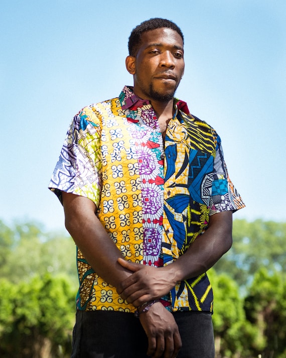African Shirt Men Patchwork Shirt 